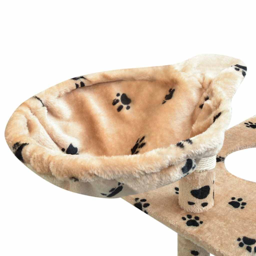 Albero per Gatti Tiragraffi Sisal 150 cm Zampe Stampate Beige — miniatura 3 di 3