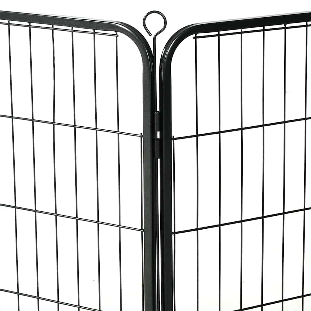 Box per Cani con 8 Pannelli in Acciaio 60x80 cm Nero — foto 5 di 9