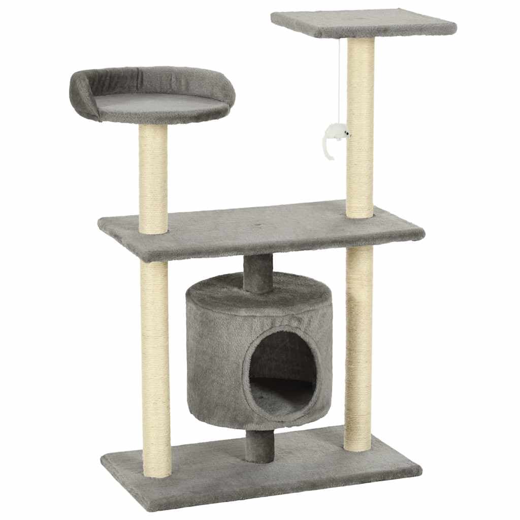 Albero per Gatti con Tiragraffi in Sisal 95 cm Grigio — miniatura 2 di 6