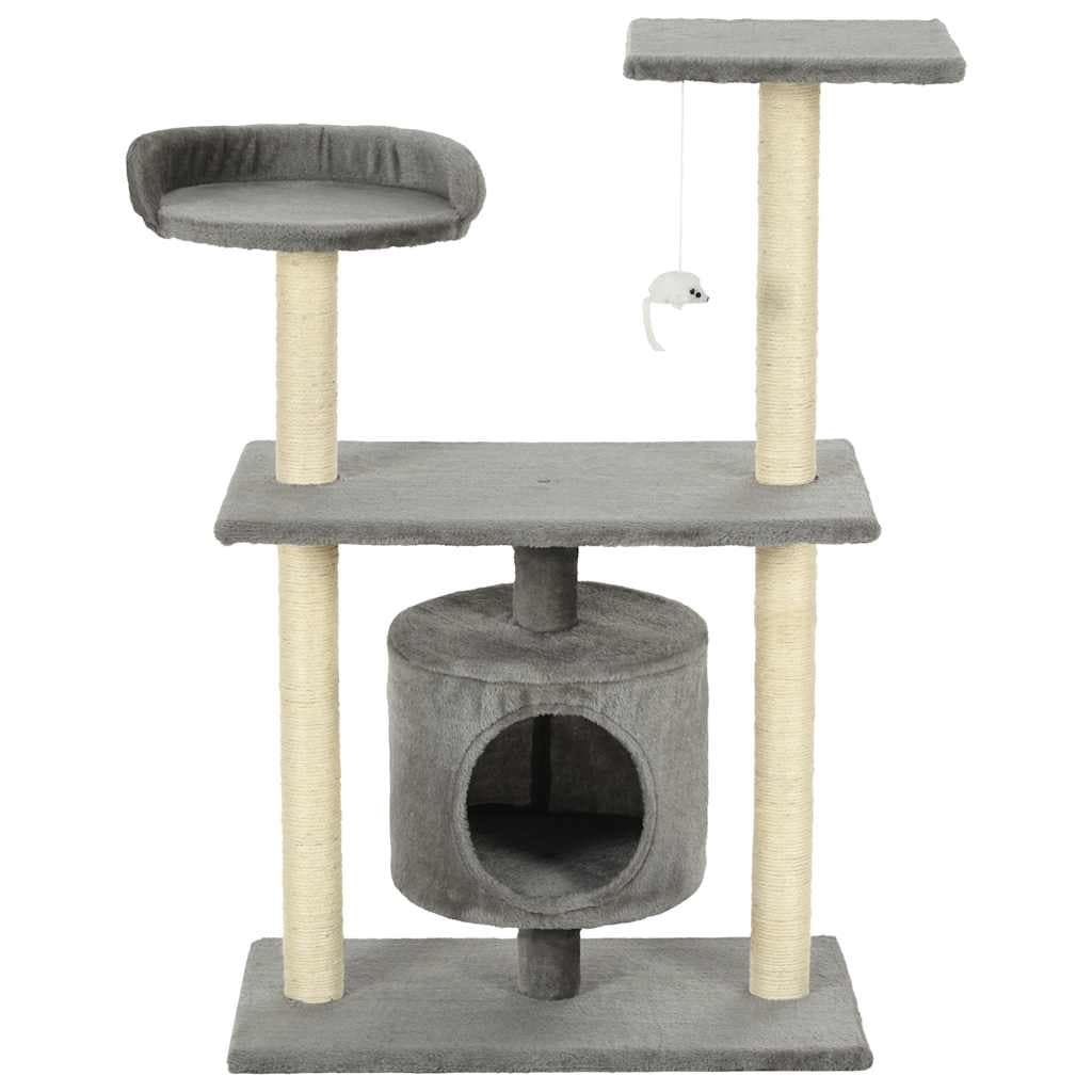 Albero per Gatti con Tiragraffi in Sisal 95 cm Grigio — miniatura 3 di 6