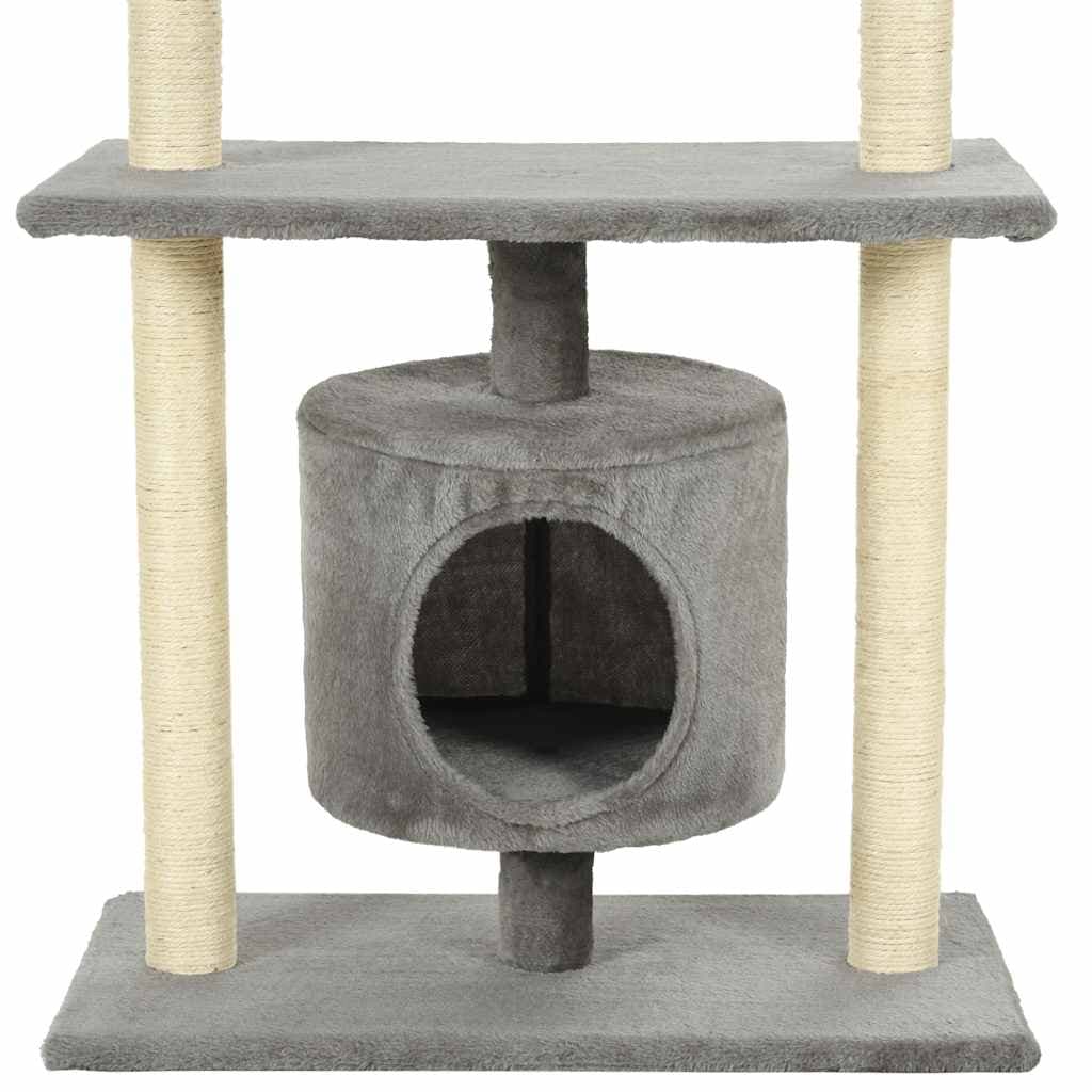 Albero per Gatti con Tiragraffi in Sisal 95 cm Grigio — miniatura 6 di 6