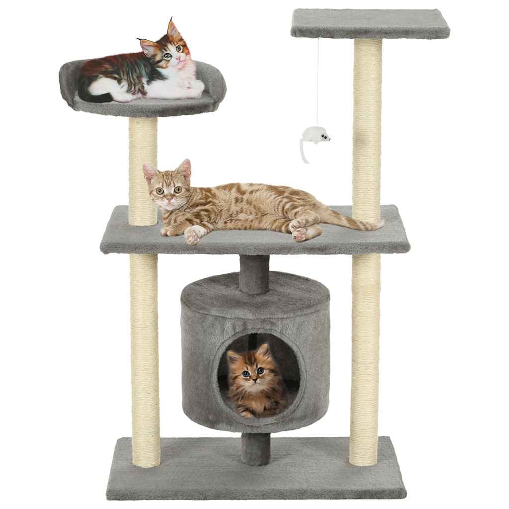 Albero per Gatti con Tiragraffi in Sisal 95 cm Grigio — miniatura 1 di 6