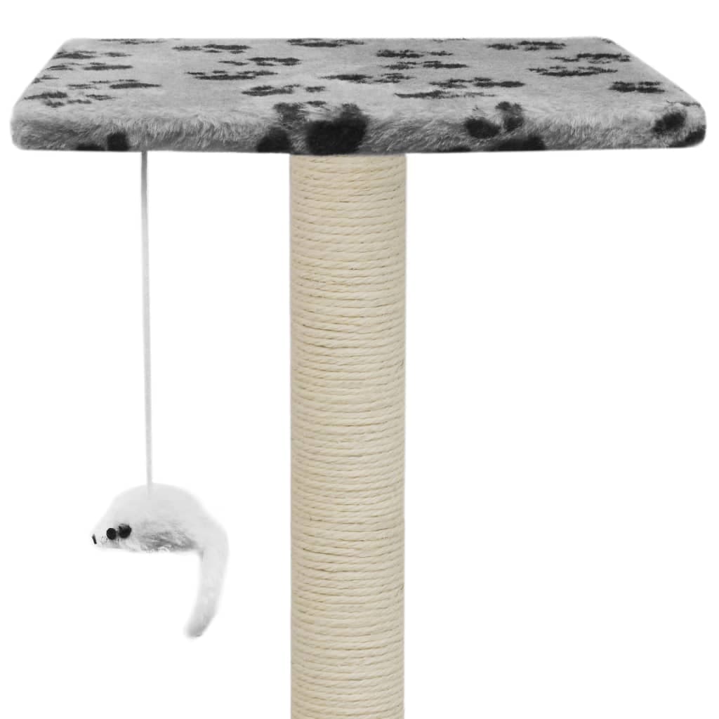 Albero per Gatti e Tiragraffi Sisal 95 cm Zampe Stampate Grigio — miniatura 6 di 6