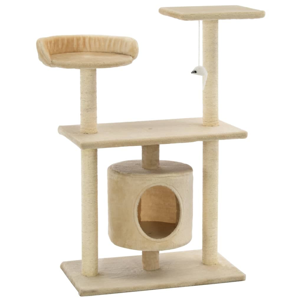 Albero per Gatti con Tiragraffi in Sisal 95 cm Beige — miniatura 2 di 7