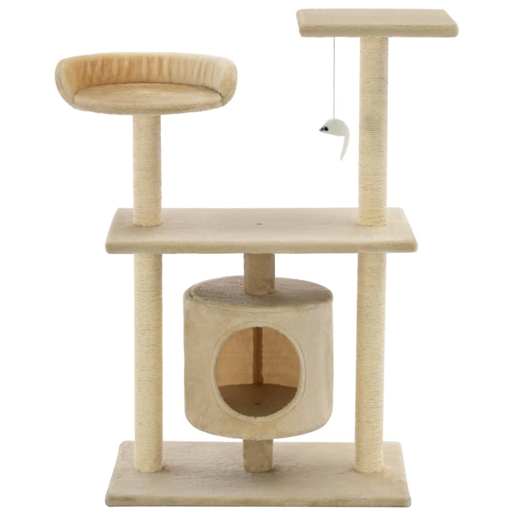 Albero per Gatti con Tiragraffi in Sisal 95 cm Beige — miniatura 3 di 7