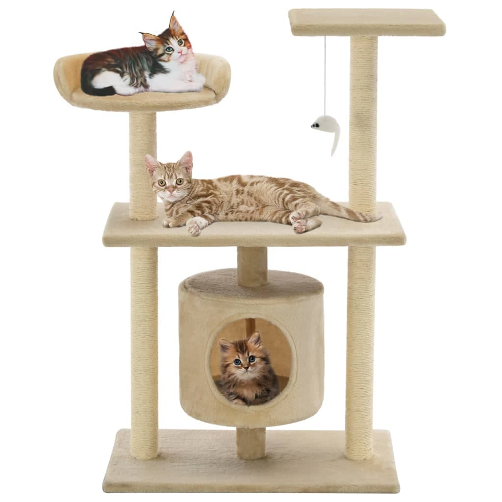 Albero per Gatti con Tiragraffi in Sisal 95 cm Beige — miniatura 1 di 7