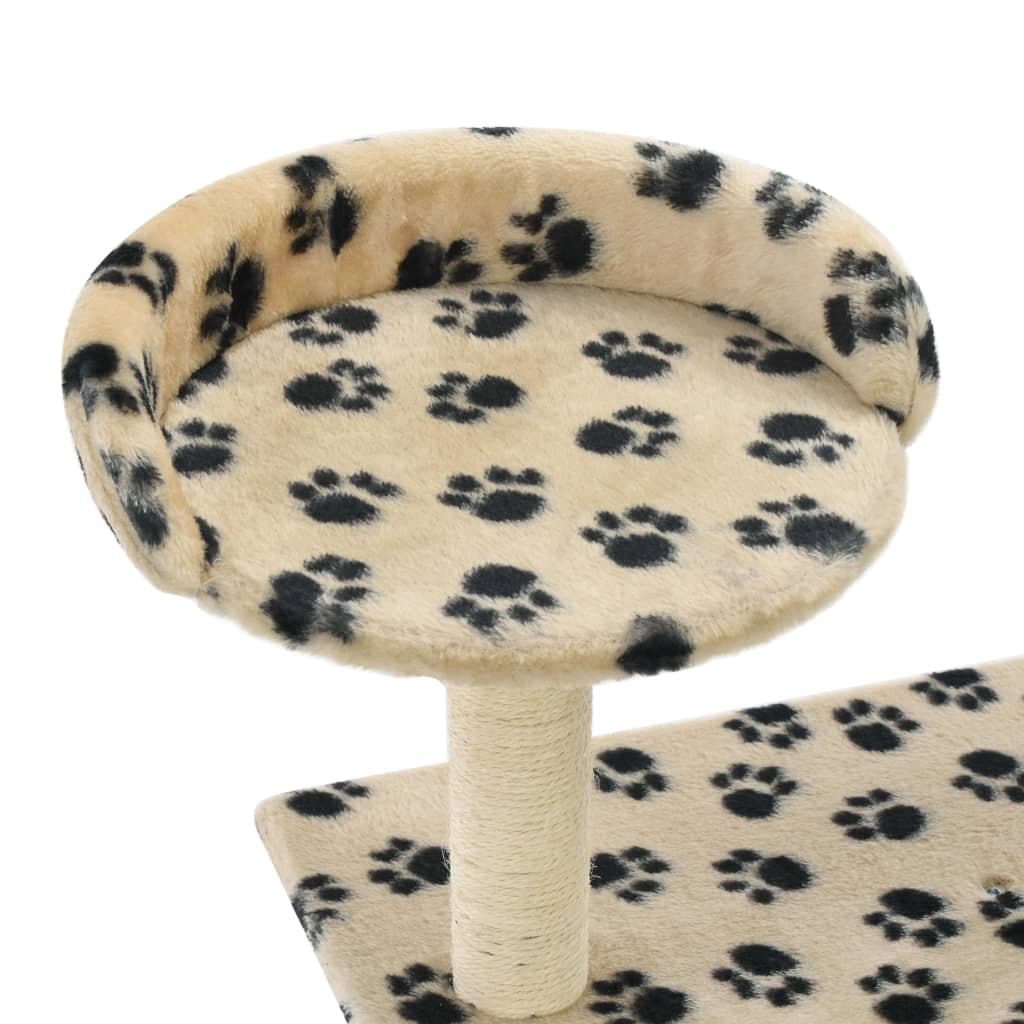 Albero per Gatti e Tiragraffi Sisal 95 cm Zampe Stampate Beige — miniatura 4 di 6