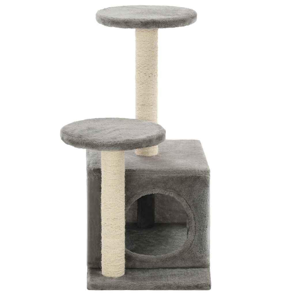 Albero per Gatti con Pali Tiragraffi in Sisal 60 cm Grigio — miniatura 4 di 5
