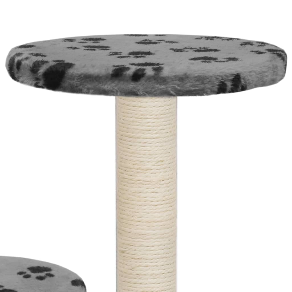 Albero per Gatti e Tiragraffi Sisal 60 cm Zampe Stampate Grigio — miniatura 5 di 5