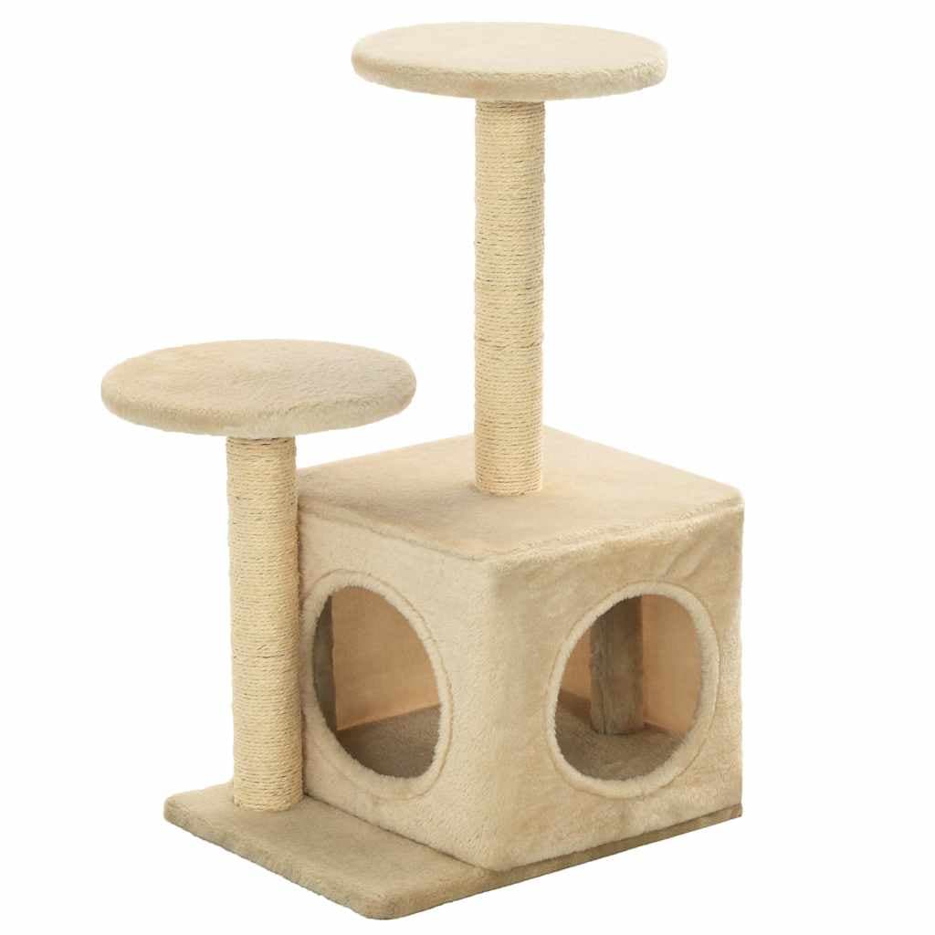 Albero per Gatti con Pali Tiragraffi in Sisal 60 cm Beige — miniatura 2 di 5