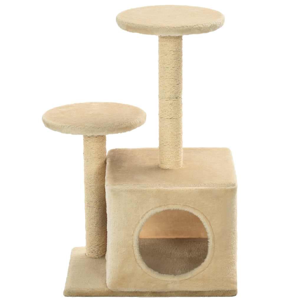 Albero per Gatti con Pali Tiragraffi in Sisal 60 cm Beige — miniatura 3 di 5