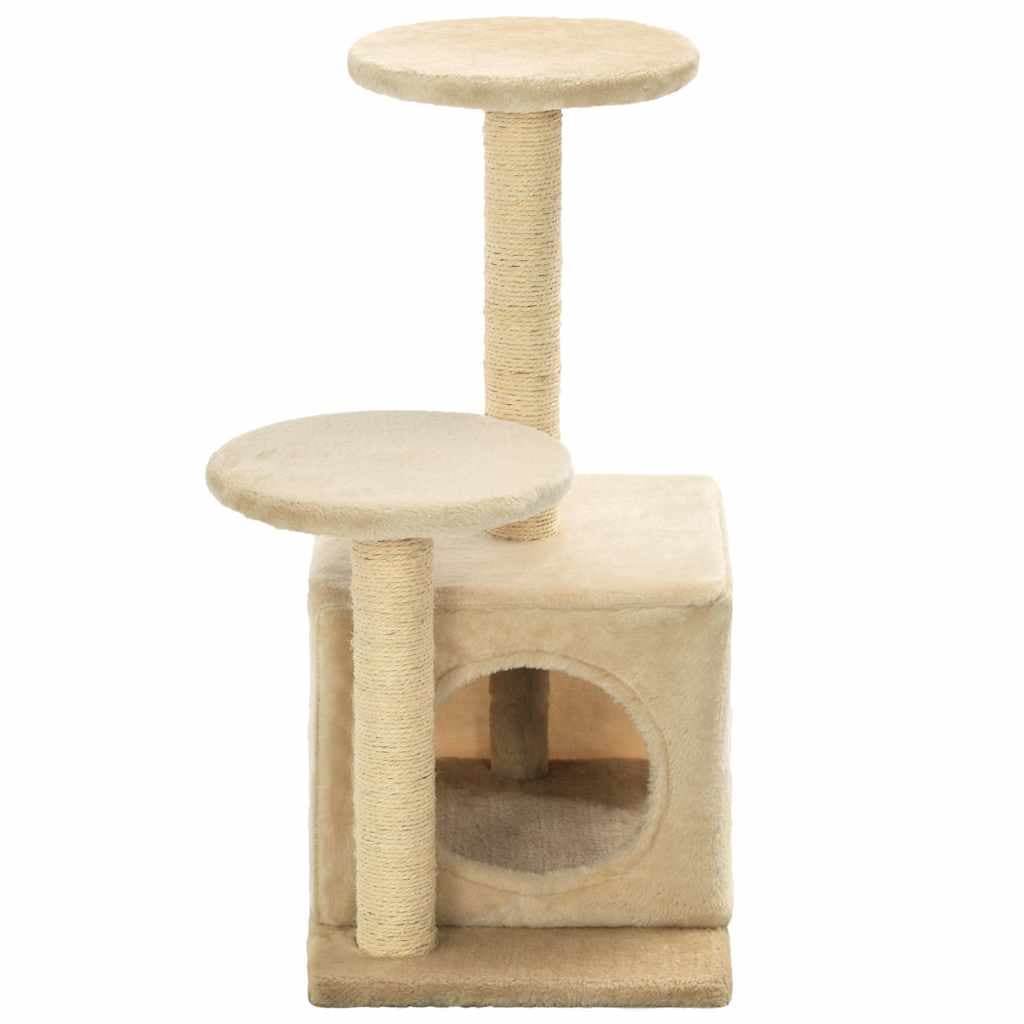 Albero per Gatti con Pali Tiragraffi in Sisal 60 cm Beige — miniatura 4 di 5