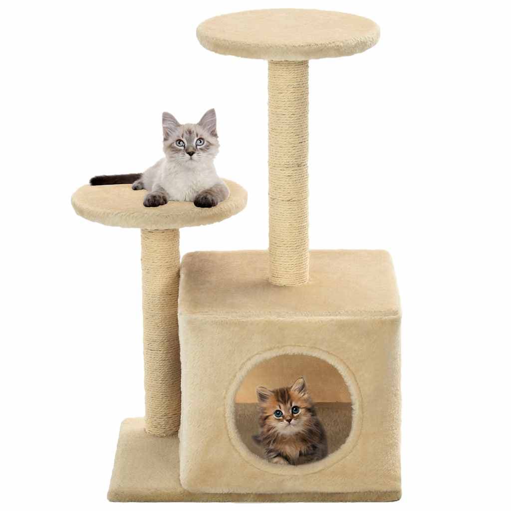 Albero per Gatti con Pali Tiragraffi in Sisal 60 cm Beige — miniatura 1 di 5