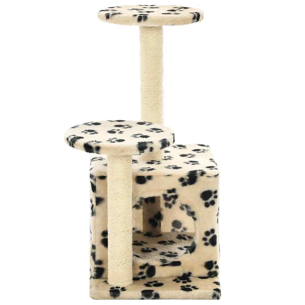 Albero per Gatti e Tiragraffi Sisal 60 cm Zampe Stampate Beige — miniatura 4 di 5