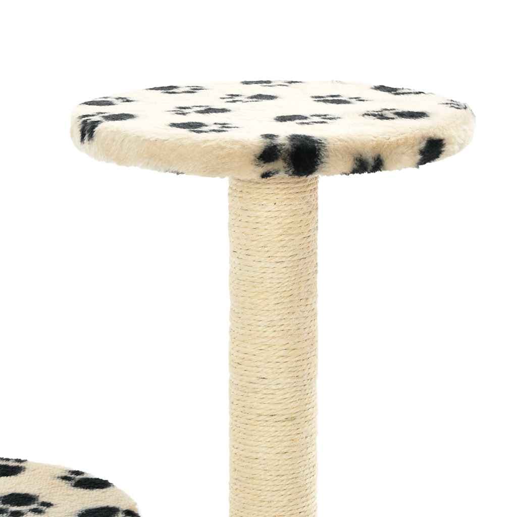 Albero per Gatti e Tiragraffi Sisal 60 cm Zampe Stampate Beige — miniatura 5 di 5
