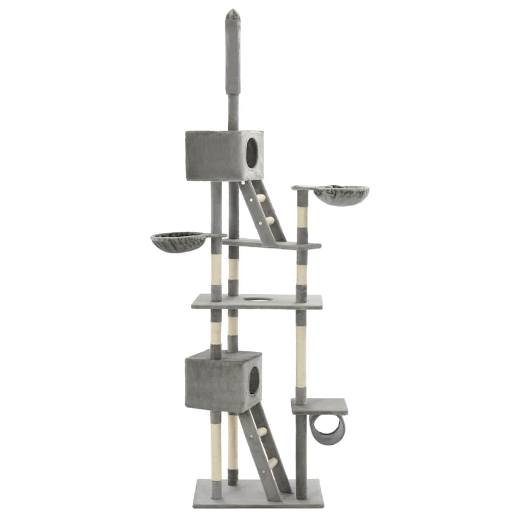 Albero per Gatti con Tiragraffi in Sisal 230-260 cm Grigio — miniatura 3 di 5