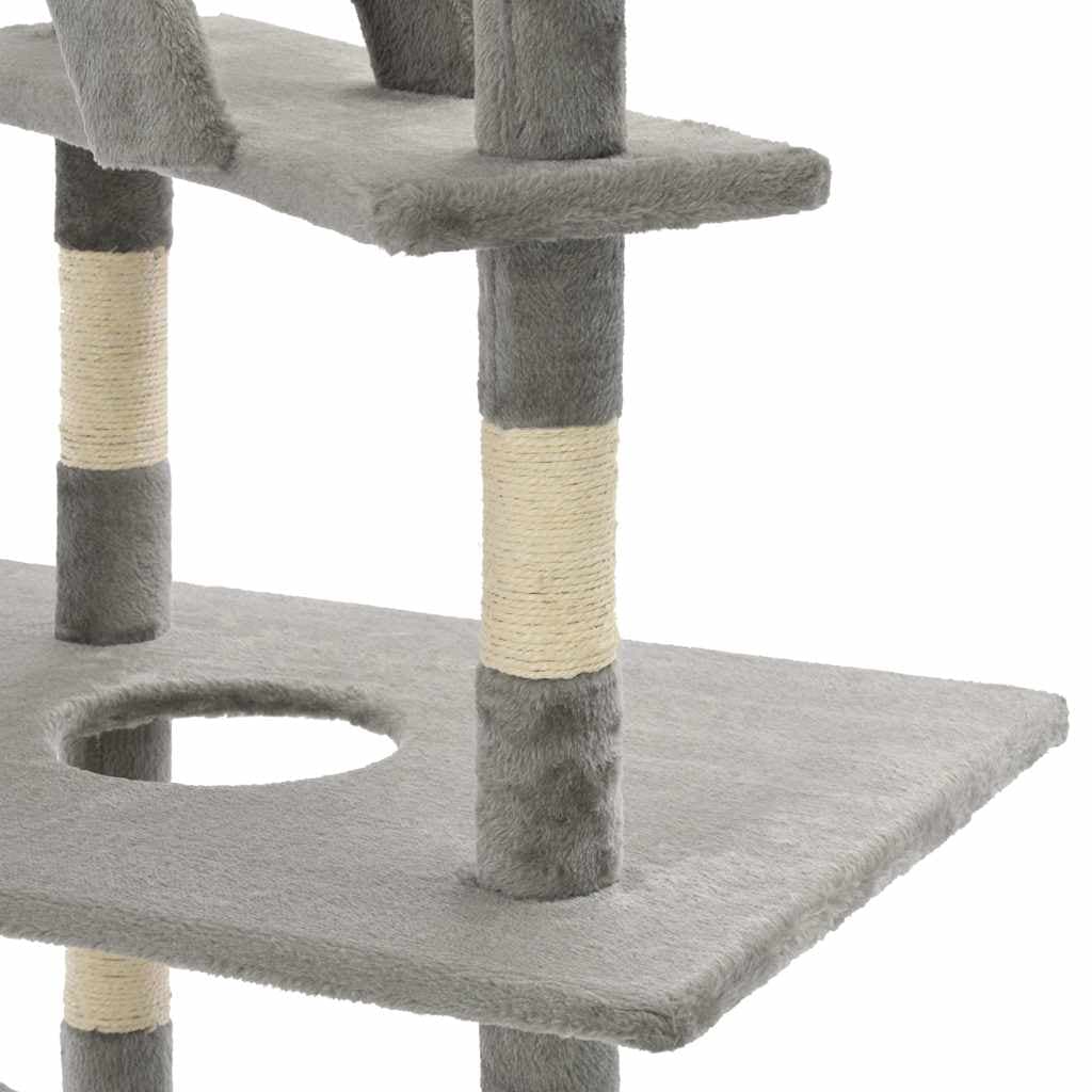 Albero per Gatti con Tiragraffi in Sisal 230-260 cm Grigio — miniatura 4 di 5