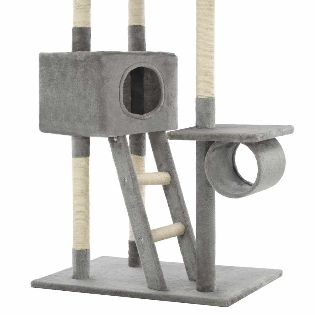 Albero per Gatti con Tiragraffi in Sisal 230-260 cm Grigio — miniatura 5 di 5