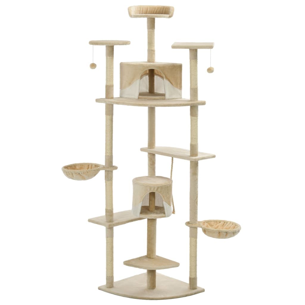 Albero per Gatti e Tiragraffi in Sisal 203 cm Beige e Bianco — miniatura 2 di 5