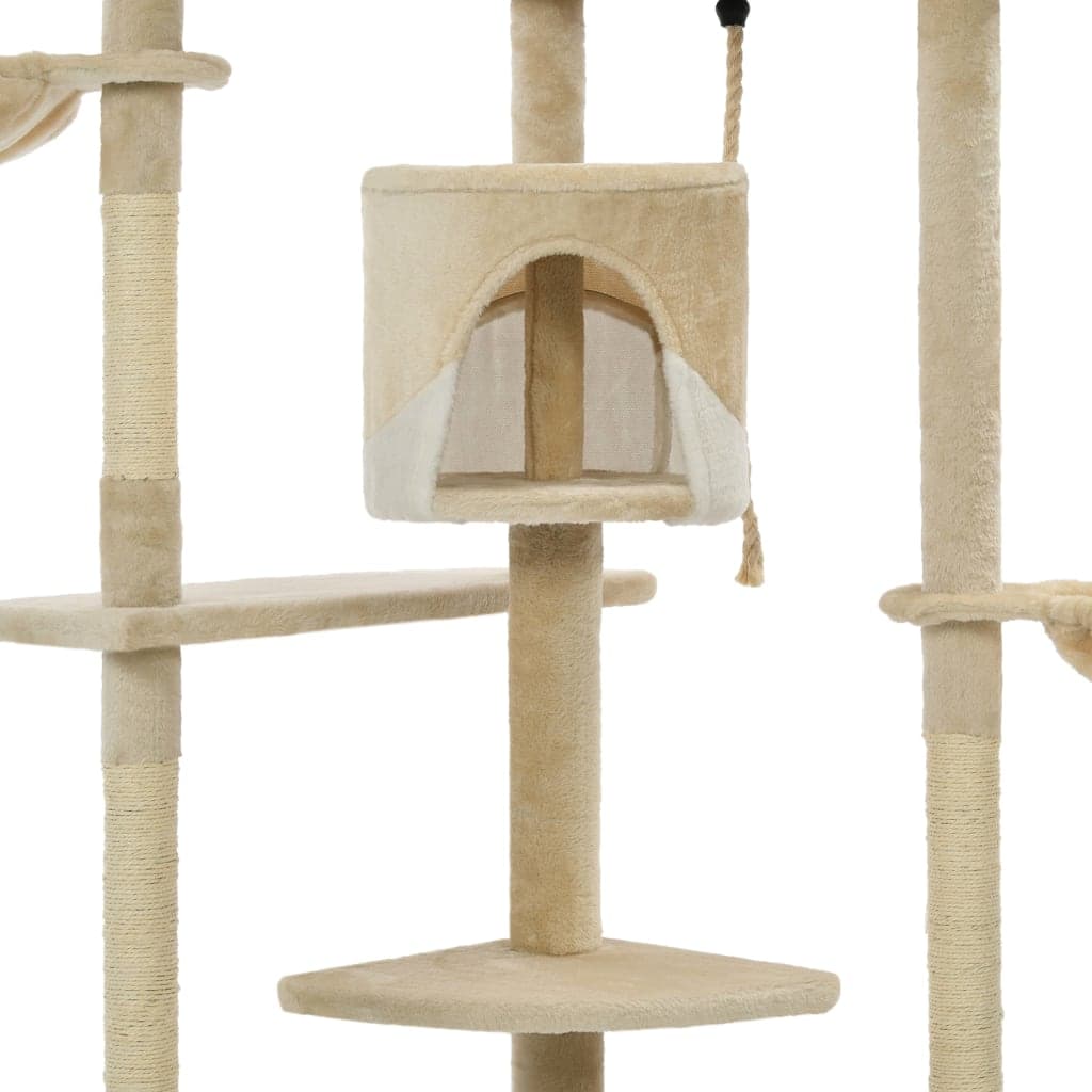 Albero per Gatti e Tiragraffi in Sisal 203 cm Beige e Bianco — miniatura 4 di 5