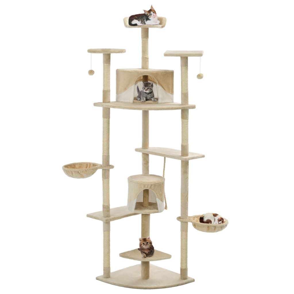 Albero per Gatti e Tiragraffi in Sisal 203 cm Beige e Bianco — miniatura 1 di 5