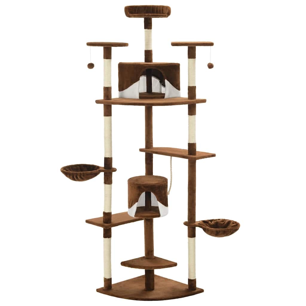 Albero per Gatti e Tiragraffi in Sisal 203 cm Marrone e Bianco — miniatura 2 di 5