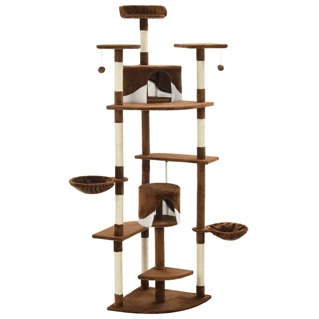 Albero per Gatti e Tiragraffi in Sisal 203 cm Marrone e Bianco — miniatura 3 di 5