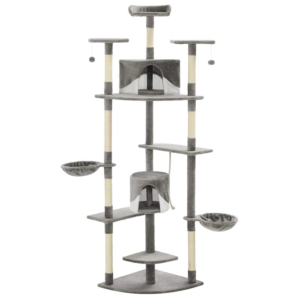 Albero per Gatti e Tiragraffi in Sisal 203 cm Grigio e Bianco — miniatura 2 di 5