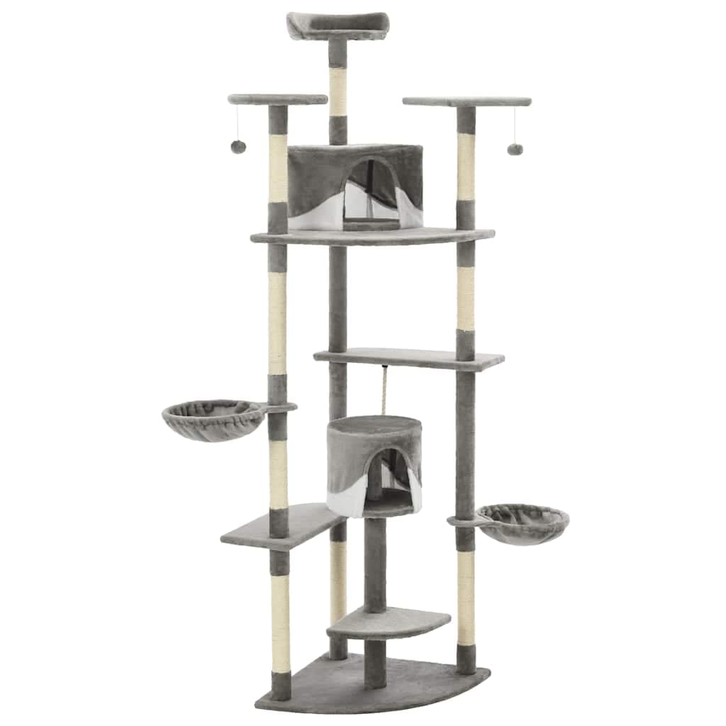Albero per Gatti e Tiragraffi in Sisal 203 cm Grigio e Bianco — miniatura 3 di 5