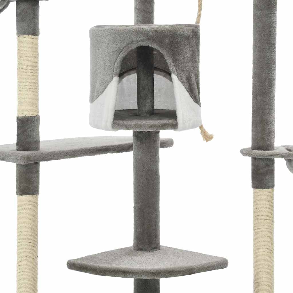 Albero per Gatti e Tiragraffi in Sisal 203 cm Grigio e Bianco — miniatura 4 di 5