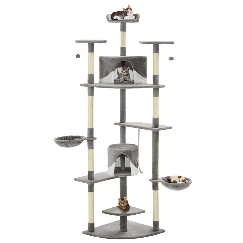 Albero per Gatti e Tiragraffi in Sisal 203 cm Grigio e Bianco — miniatura 1 di 5