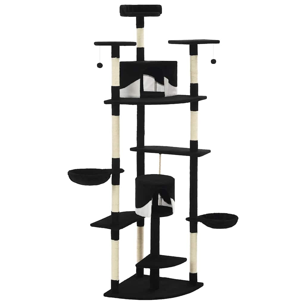 Albero per Gatti e Tiragraffi in Sisal 203 cm Nero e Bianco — miniatura 3 di 5