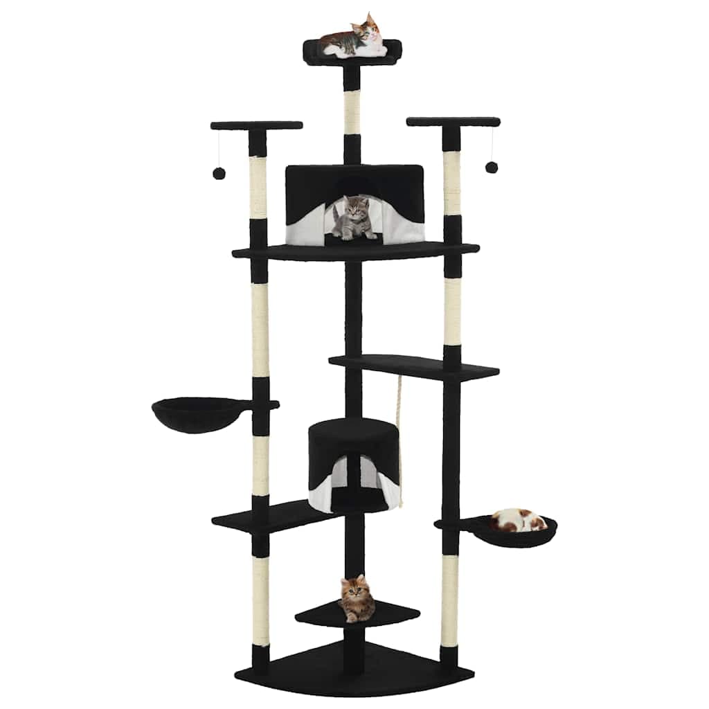 Albero per Gatti e Tiragraffi in Sisal 203 cm Nero e Bianco — miniatura 1 di 5