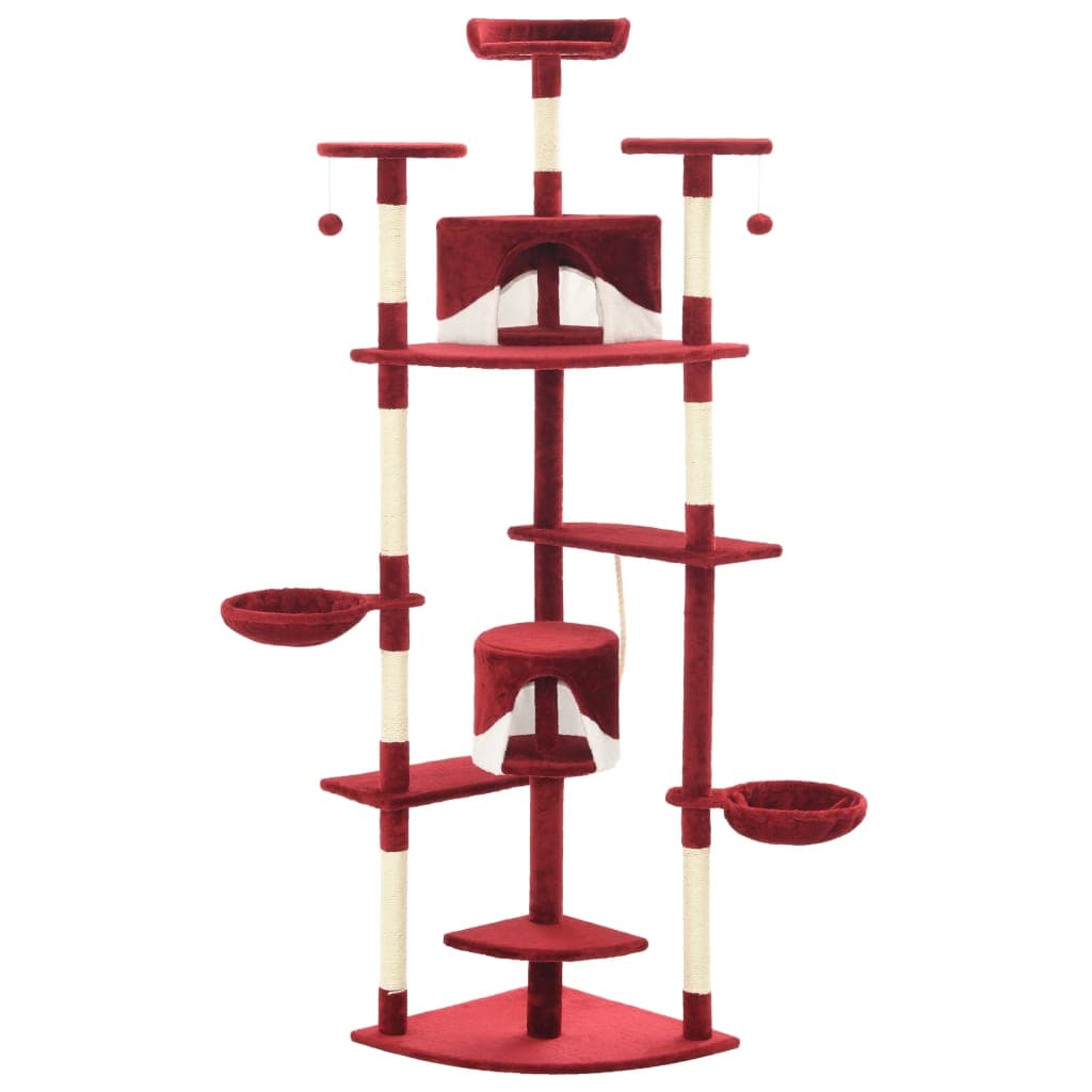 Albero per Gatti e Tiragraffi in Sisal 203 cm Rosso e Bianco — miniatura 2 di 5