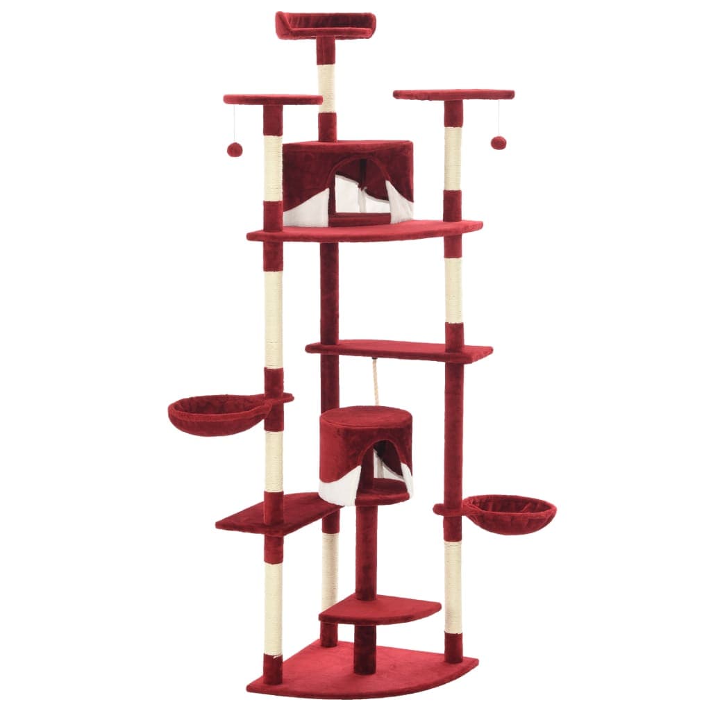 Albero per Gatti e Tiragraffi in Sisal 203 cm Rosso e Bianco — miniatura 3 di 5
