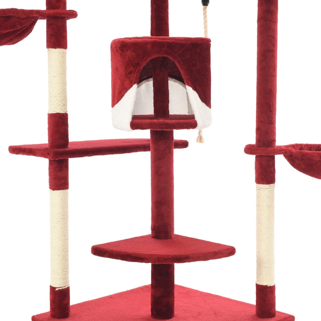 Albero per Gatti e Tiragraffi in Sisal 203 cm Rosso e Bianco — miniatura 4 di 5