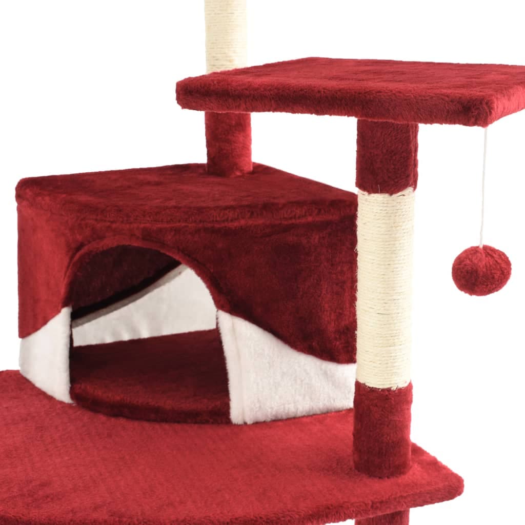 Albero per Gatti e Tiragraffi in Sisal 203 cm Rosso e Bianco — miniatura 5 di 5