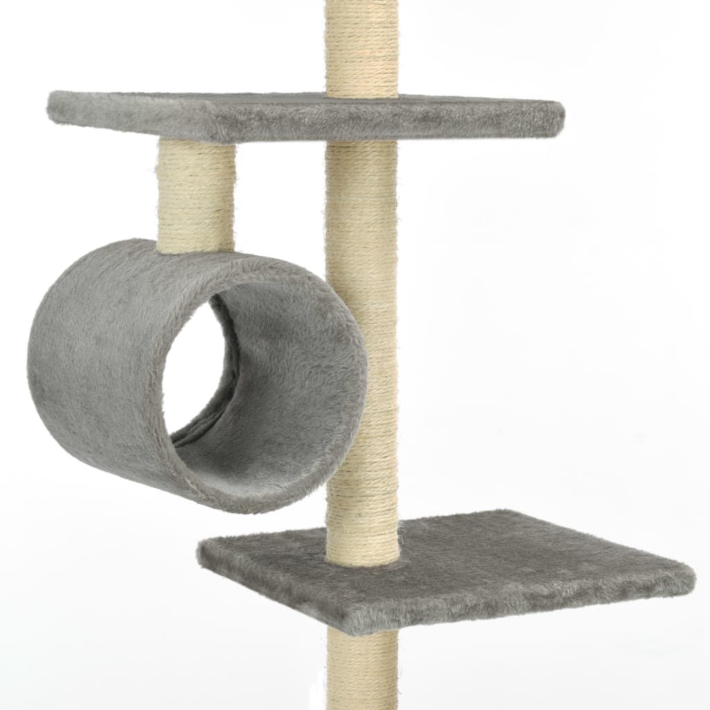Albero per Gatti con Tiragraffi in Sisal 203 cm Grigio — miniatura 4 di 5