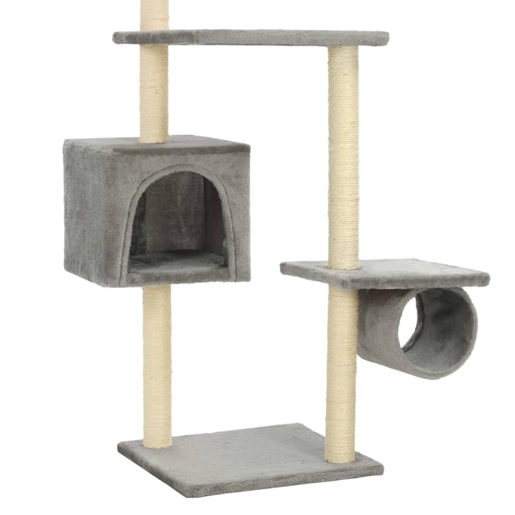 Albero per Gatti con Tiragraffi in Sisal 203 cm Grigio — miniatura 5 di 5