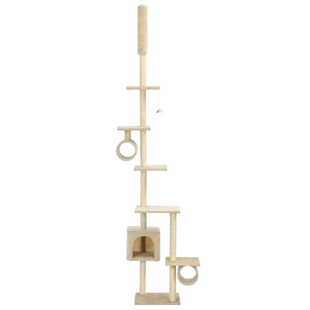 Albero per Gatti con Pali Tiragraffi in Sisal 260 cm Beige — miniatura 3 di 5