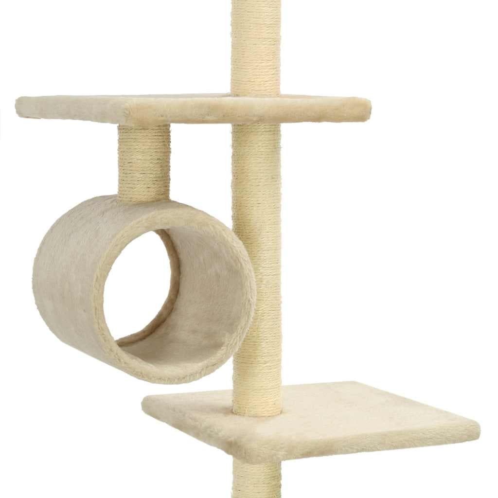 Albero per Gatti con Pali Tiragraffi in Sisal 260 cm Beige — miniatura 4 di 5
