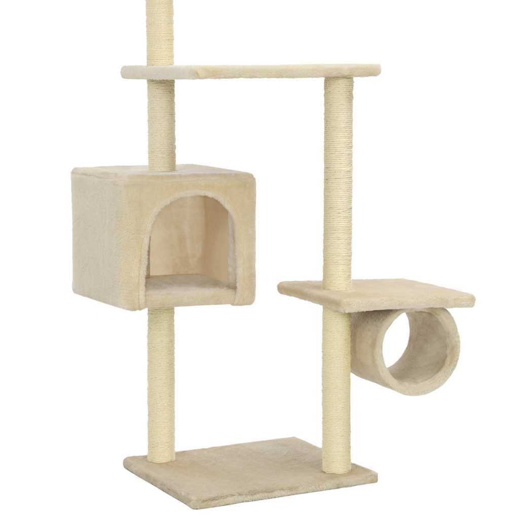Albero per Gatti con Pali Tiragraffi in Sisal 260 cm Beige — miniatura 5 di 5