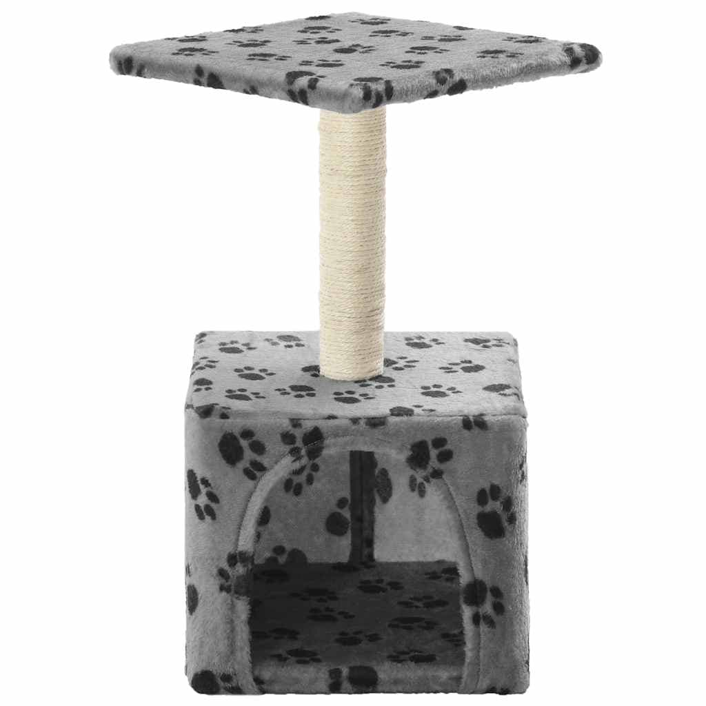 Albero per Gatti e Tiragraffi Sisal 55 cm Zampe Stampate Grigio — miniatura 3 di 6