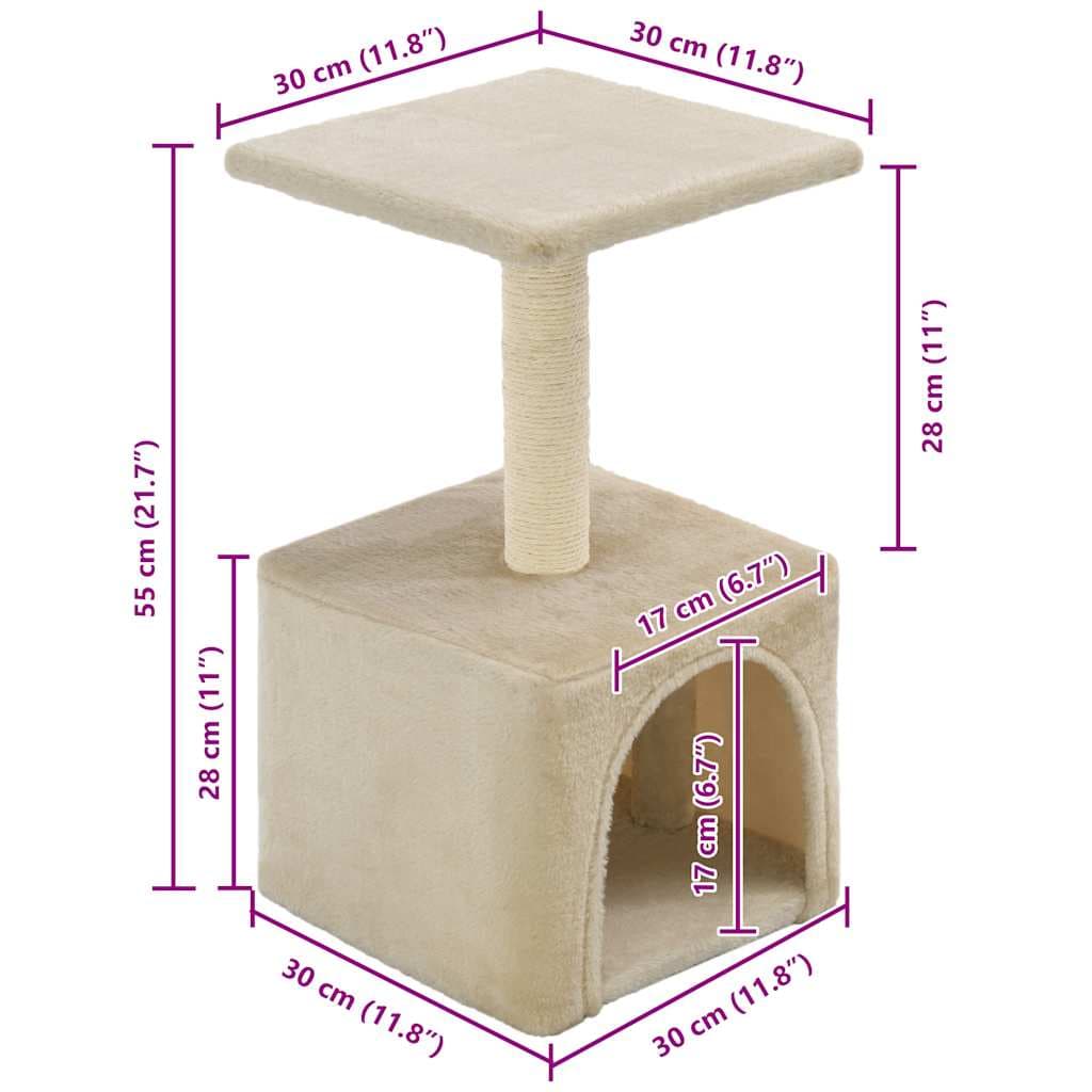 Albero per Gatti con Tiragraffi in Sisal 55 cm Beige — miniatura 6 di 6