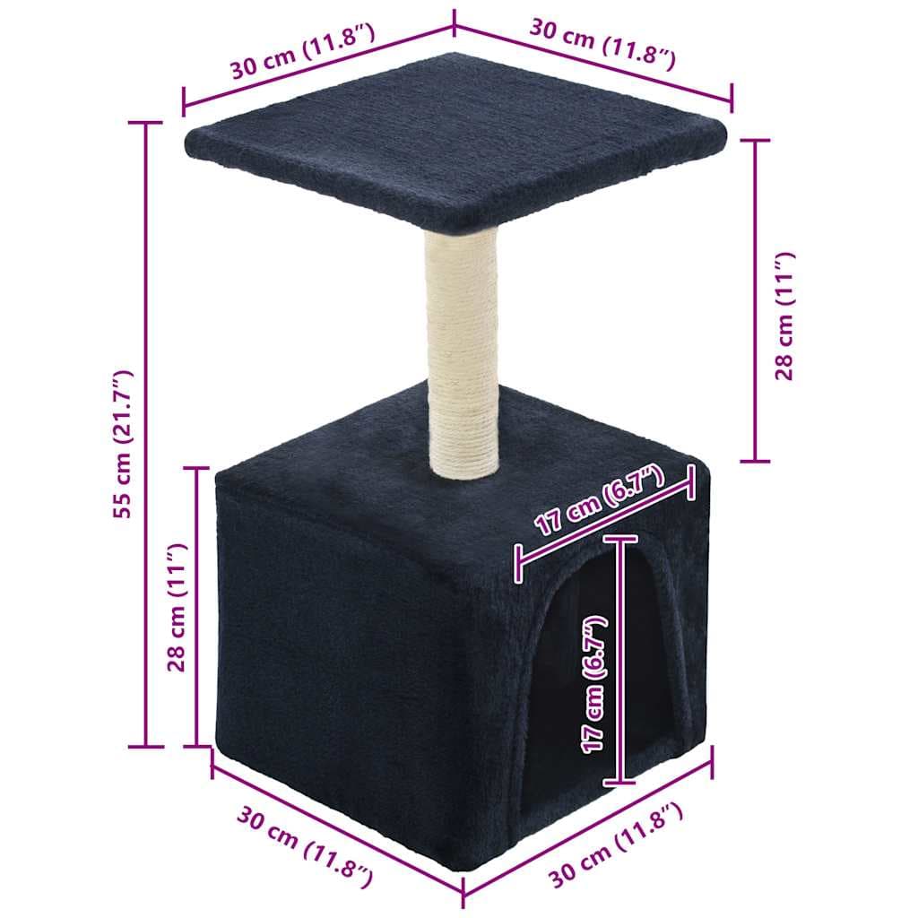 Albero per Gatti con Tiragraffi in Sisal 55 cm Blu Scuro — miniatura 6 di 6