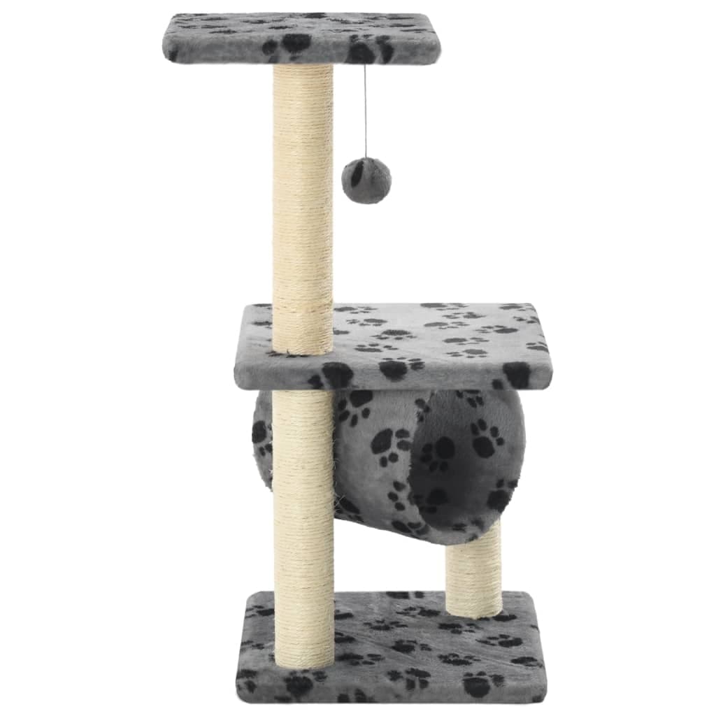 Albero per Gatti e Tiragraffi Sisal 65 cm Zampe Stampate Grigio — miniatura 3 di 4