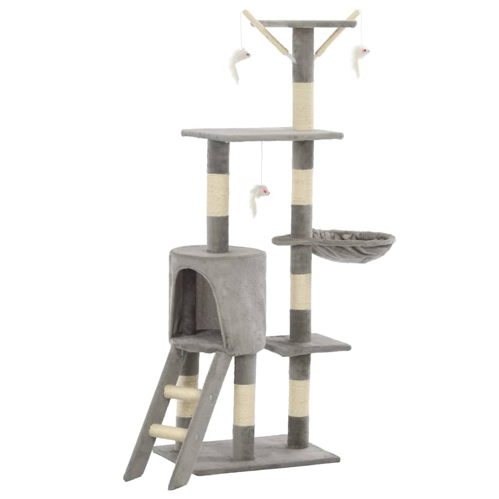 Albero per Gatti con Tiragraffi in Sisal 138 cm Grigio — miniatura 2 di 7