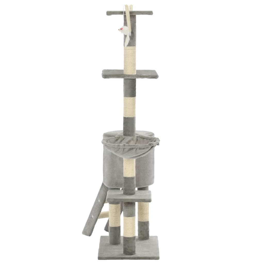 Albero per Gatti con Tiragraffi in Sisal 138 cm Grigio — miniatura 4 di 7