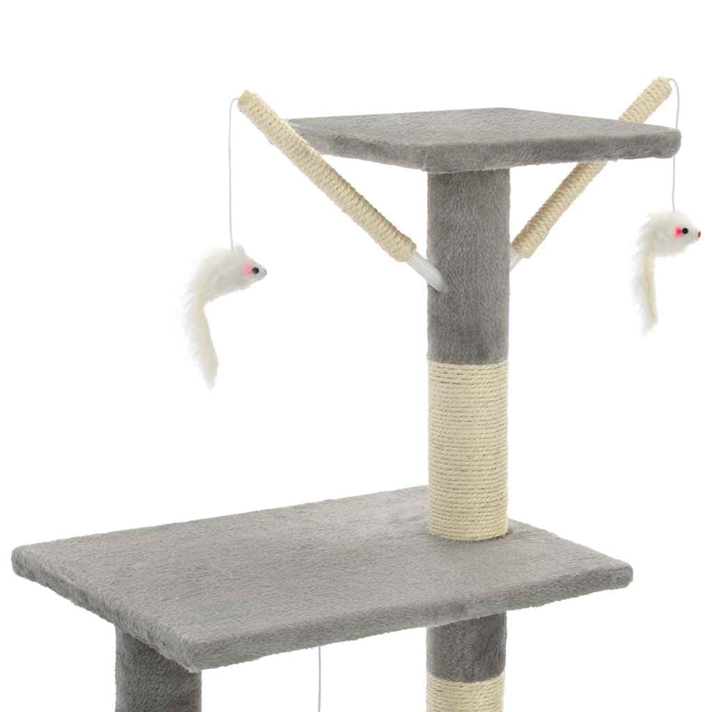 Albero per Gatti con Tiragraffi in Sisal 138 cm Grigio — miniatura 5 di 7
