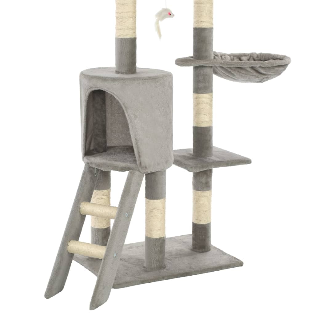 Albero per Gatti con Tiragraffi in Sisal 138 cm Grigio — miniatura 7 di 7